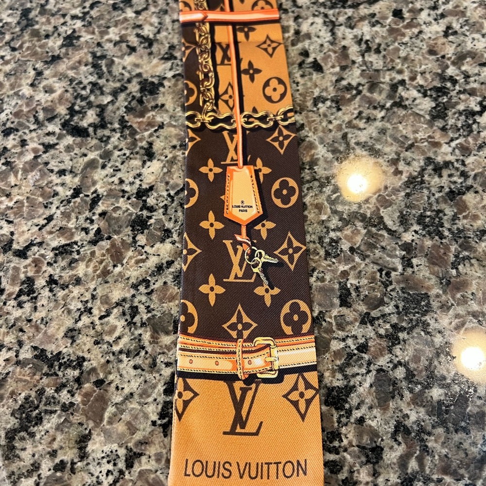 Louis Vuitton Orange and Brown Monogram Tie